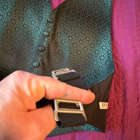 Ombré green  geometric tux vest - med - large - adjustable - Picture 2 of 3